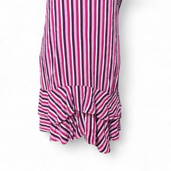 KORI America Striped Ruffle Hem Dress L Multicolor Boho Y2K Sleeveless Sundress - Picture 3 of 7